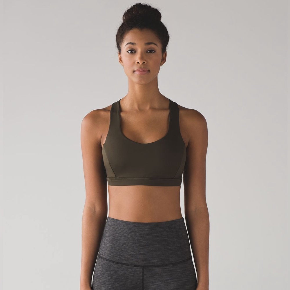 Lululemon Free to be Serene Sports Bra in Dark Olive, Size 6! 💚